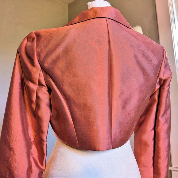 Vintage Y2K Adrianna Pink Silk Bolero Jacket Evening Fairy Cropped Size 4 - Picture 7 of 8